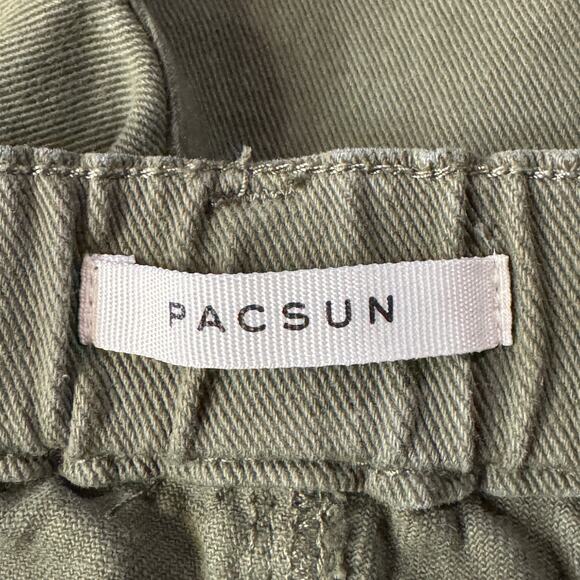 Pacsun Medium Jean Cutoff Cargo Shorts Hi-Rise Zip-Fly Pockets Frayed Hems Green - Picture 6 of 9